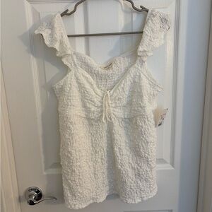 Lucky Brand White Textured Blouse